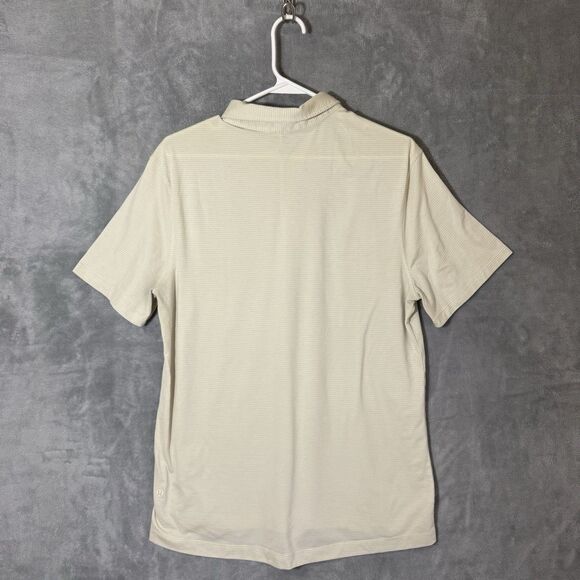 Lululemon Metal Vent Tech Polo Golf Shirt Men Medium ? Beige Short Sleeve Preppy - Picture 3 of 6